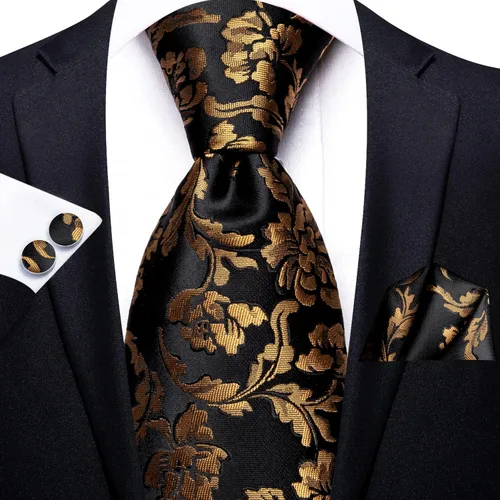 Vista 234 de Hi-Tie Corbata clásica de cachemira para hombre con pañuelo y gemelos a cuadros