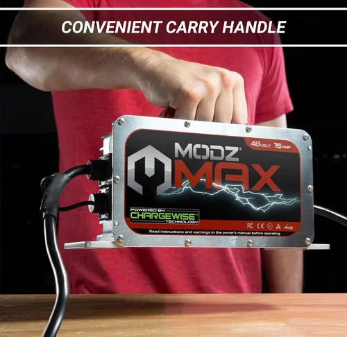 Vista 2 de Cargador de batería para carrito de golf MODZ® Max48 de 15 amperios, compatible con modelos Yamaha G19 - G22 de 48 voltios