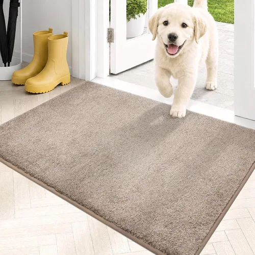 Vista 17 de PURRUGS Tapete para puerta con atrapamiento de suciedad, 20 x 31.5 pulgadas, antideslizante, lavable a máquina, tapete para puerta de perro, tapete