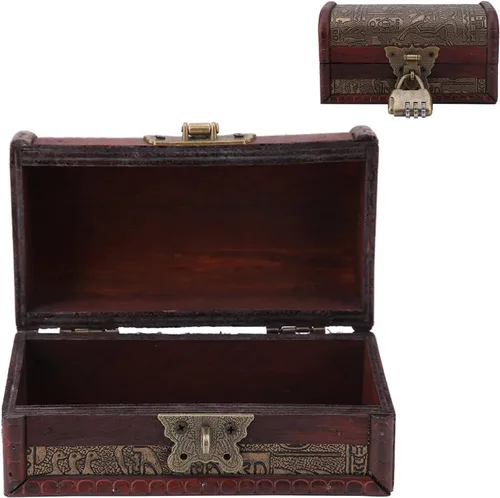 Vista 7 de Yosoo Health Gear Joyero de madera, caja de almacenamiento de joyas de estilo europeo vintage, caja de madera clásica con cerradura, caja