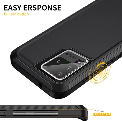 Vista 4 de Funda para Galaxy S20 Ultra 5G, resistente a prueba de golpes, 3 capas, protección de cuerpo completo, funda resistente para Galaxy S20 Ultra de 6.9