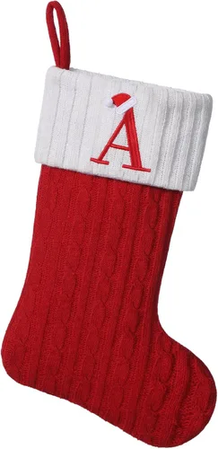 Vista 18 de Medias de Navidad personalizadas de 19 pulgadas con iniciales bordadas, medias de Navidad de punto negro para decoraciones de vacaciones familiares