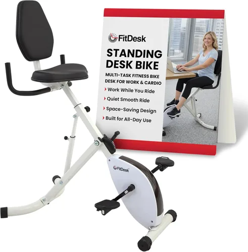 Vista 8 de FitDesk Escritorio de bicicleta de ejercicio de pie 3.0, entrenador de ciclismo de interior de altura ajustable con bandeja para portátil FitDesk 3.0