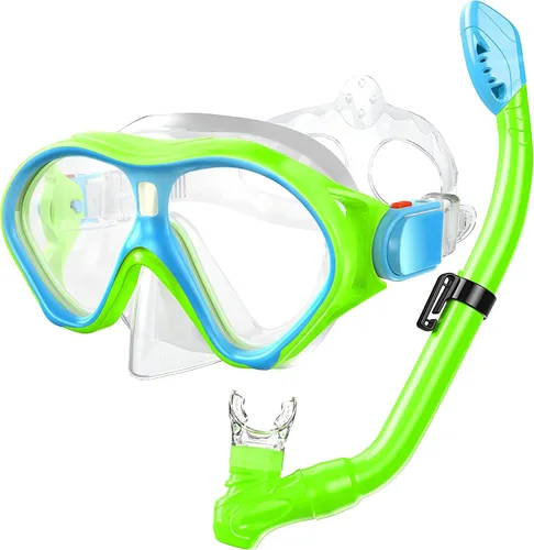 Vista 10 de Gintenco Juego de esnórquel para niños, máscara de buceo para niños como gafas de natación unisex, juego de máscara de buceo antivaho y esnórquel