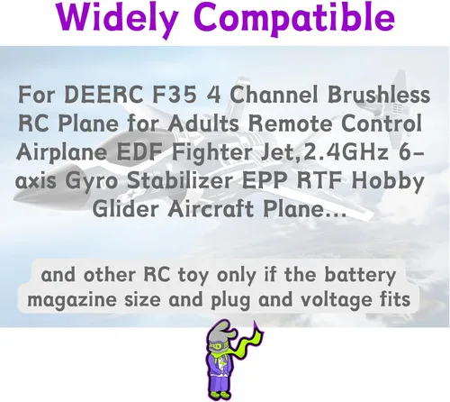 Vista 3 de Baterías JST 20C de 7.4V 600mAh para DEERC F35 4 canales sin escobillas RC avión para adultos Control remoto Avión EDF Fighter Jet, 2.4GHz 6 ejes