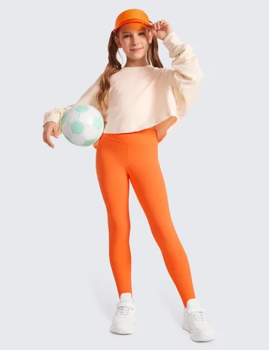 Vista 2 de CRZ YOGA Butterluxe - Leggings deportivos de longitud completa para niñas, pantalones de cintura alta para niños, pantalones de descanso para niñas