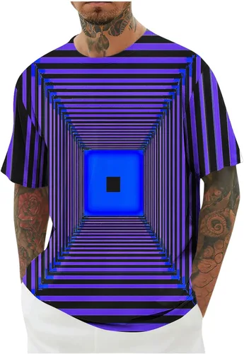 Vista 2 de Camisetas de moda con ilusión óptica para hombre, manga corta, impresión 3D, camisetas gráficas Hip Hop Streetwear de gran