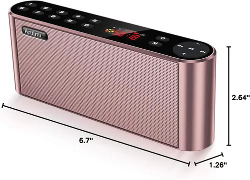 Vista 8 de Antimi Altavoz Bluetooth con reproductor de radio FM, reproductor MP3, altavoz estéreo portátil inalámbrico con controladores de altavoces