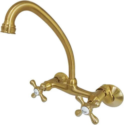Vista 12 de Kingston Brass Kingston - Grifo de cocina ajustable de 6 pulgadas para montaje en pared, latón antiguo