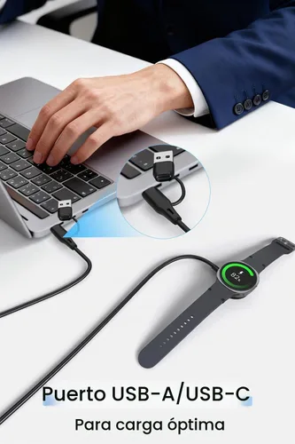 Vista 3 de 2 en 1 Cargador USB C/A Compatible con Samsung Galaxy Watch 8/8 Classic/7/6/6 Classic/5 Pro/5/4/3/FE/Ultra 2025/2024/Active 1/2 Cable de Carga