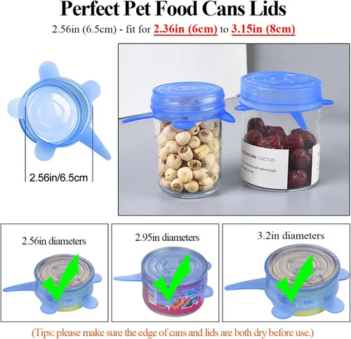 Vista 2 de tapas de silicona para latas (paquete de 10 de 2.6 pulgadas), tapas elásticas de silicona reutilizables para latas de alimento para mascotas, tapas