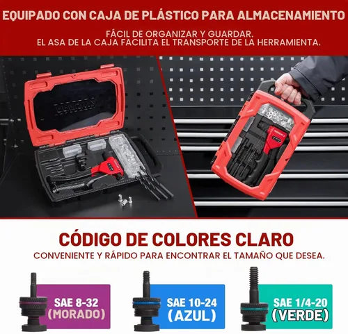 Vista 5 de Herramienta de tuerca de remache de flecha, kit de pistola de tuerca