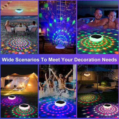 Vista 7 de TEPENAR Luces flotantes solares y recargables 2 en 1: luces de piscina de 6.7 "que flotan 6 modos dinámicos con control remoto IP68 impermeable