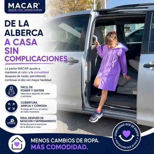 Vista 4 de MACAR Parka de natación impermeable con forro polar, ideal para actividades junto a la piscina y al aire libre