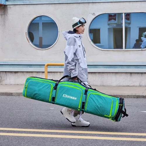 Vista 5 de XCMAN Bolsa acolchada de snowboard de longitud ajustable de 63 a 75 pulgadas, bolsa acolchada para viajes aéreos