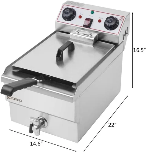 Vista 7 de Winado Freidora Eléctrica Profunda de 12.5QT con Control de Tiempo y Filtración de Aceite, 11.8L de Acero Inoxidable para Encimera con Control
