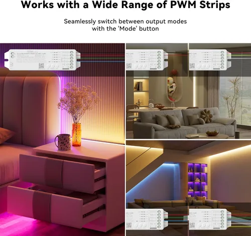 Vista 2 de Matter WiFi LED Controller for LED Strip Light, 5-in-1 Dimmable DC12-48V