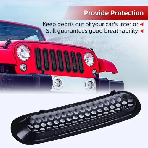 Vista 5 de AggAuto Insertos para Parrilla Compatibles con Jeep Wrangler JK JKU 2007 2008 2009 2010 2011 2012 2013 2014 2015 2016 2017, Accesorios de Cobertura