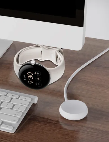 Vista 6 de Cargador compatible con Google Pixel Watch 1, cable de carga USB C de 3.3 pies de repuesto para Google Pixel Watch, color blanco