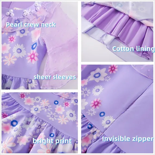 Vista 5 de QooGoo Vestido de princesa para niñas, con luz LED, vestidos elegantes