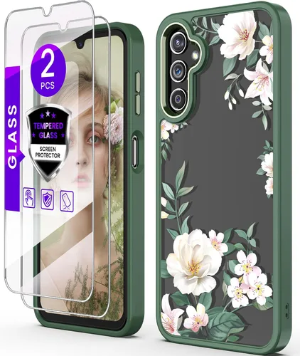 Vista 16 de Carcasa para Samsung Galaxy A14, diseño de flores transparentes