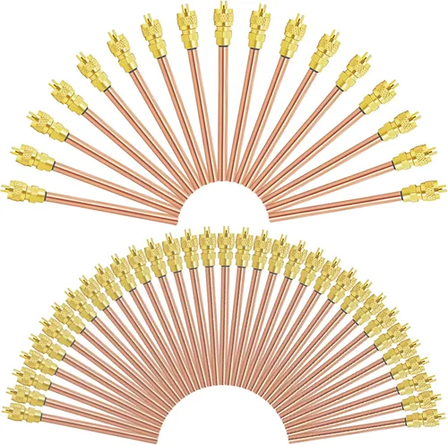 Vista 10 de Boltigen Válvula de servicio de acceso, válvula Schrader HVAC de relleno de cobre de latón con núcleo de vástago de 1/4 pulgadas SAE x 1/4 pulgadas