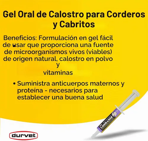 Vista 2 de DURVET 698308 Gel de calostro oral para cordero y niños, 1.0 fl oz