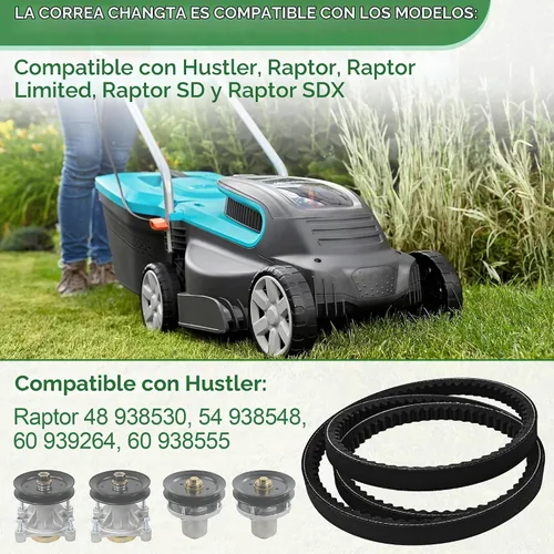 Vista 2 de 603907 607400 Correa de transmisión de bomba para cortacésped Hustler Raptor SD SDX Limited Zero Giro, correa dentada de aramida resistente, correa