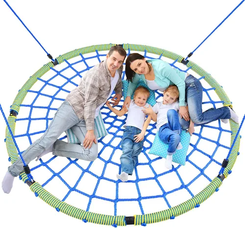Vista 8 de Trekassy Columpio de Red Platillo de Telaraña de 60 pulgadas para Niños y Adultos, Columpio de Red para Exteriores de Servicio Pesado de 750 libras