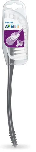 Vista 9 de Philips AVENT Cepillo para biberón y tetina de bebé, gris, SCF145/18 Cabezal de cepillo curvo, punta de pezón moldeada, fácil de limpiar con un solo