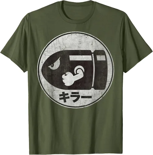 Vista 40 de Super Mario Camiseta con logotipo de Bullet Bill Distressed en Kanji