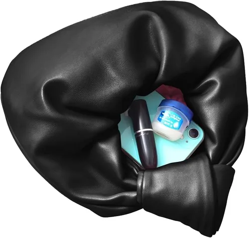 Vista 5 de Bolso de mano para mujer, de piel sintética fruncida, mini monedero para mujer, bolsos pequeños