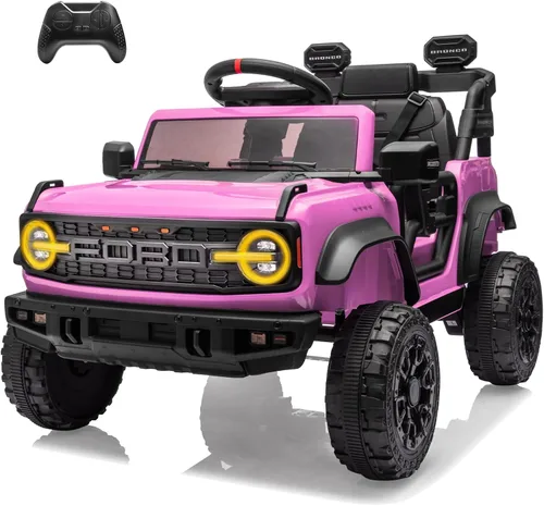 Vista 15 de YOFE Juguete de batería de 12V para niños, Ford Bronco Raptor Coche eléctrico para niños con control remoto para padres, camioneta con batería
