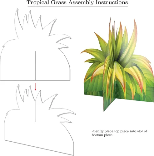 Vista 3 de Beistle Cartón de 30 x 30 pulgadas con temática hawaiana 3D de césped tropical Luau para fotos, decoración de fiesta de selva, fabricado en Estados