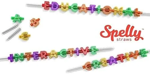 Vista 3 de Spelly Straws Pajitas interactivas. Deletrea tu nombre o cualquier cosa que quieras para convertirla en tu PROPIA pajita. Incluye 44 piezas.