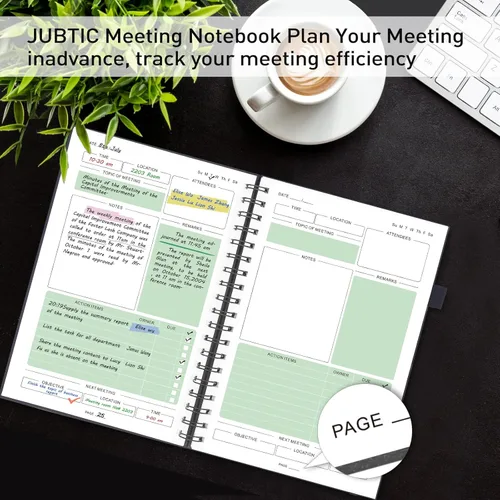 Vista 3 de JUBTIC Cuaderno de reuniones para el trabajo con artículos de acción, cuadernos de trabajo para tomar notas y organizador de agendas, el suministro