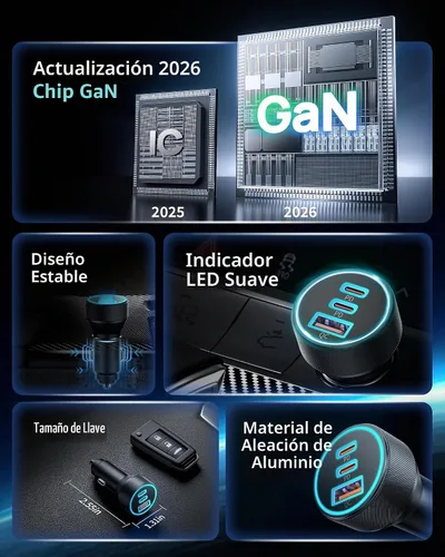 Vista 8 de Cargador de coche tipo C súper rápido de 67 W y 3 puertos USB C para Samsung Galaxy S25 S24 S23 S22 S21 Ultra, iPhone 17/Air/16/15 Pro Max, Android