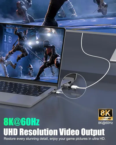 Vista 7 de MoKo Paquete de 2 adaptadores magnéticos USB C, adaptador USB C magnético con PD 240W/8K video/USB4 40Gbps para Thunderbolt 3/4, MacBook Pro/Air/ROG