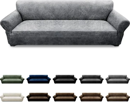 Vista 16 de Fundas para Sillón de 2 Piezas con Cojín en T, Fundas de Aspecto de Cuero para Sofá, Fundas para Sillas, Protector de Muebles Elástico, Funda