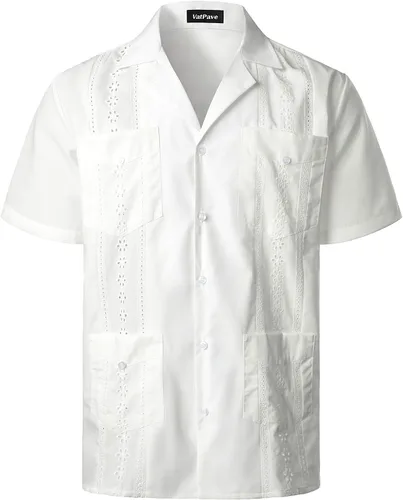 Vista 7 de VATPAVE - Camisas de manga corta con botones estilo guayabera cubana para hombre
