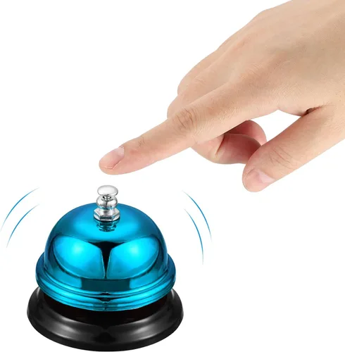 Vista 4 de uxcell Campana de escritorio, campana de cena de 2.56 pulgadas para restaurantes, campana de servicio, azul