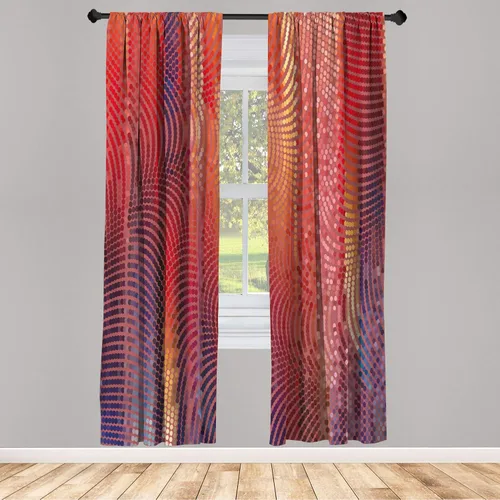 Vista 19 de Ambesonne - Cortinas amarillas para ventana, arte moderno escandinavo de escena de jardín con flores de tulipán y mariposas bailando, juego de 2