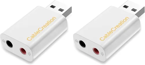 Vista 8 de CableCreation - Adaptador de audio USB con conector de 0.138 in, tarjeta de sonido estéreo externa USB con auriculares de 0.138 in y micrófono