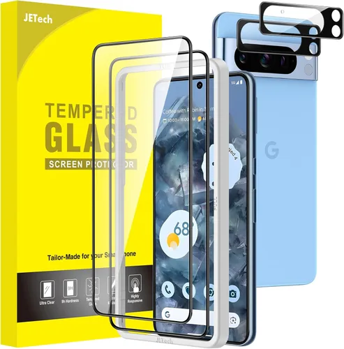 Vista 10 de JETech Protector de pantalla para Google Pixel 6a de 6.1 pulgadas con protector de lente de cámara, herramienta de fácil instalación, compatible