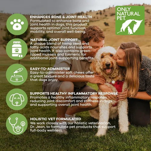 Vista 3 de Only Natural Pet Soporte de cáñamo para cadera y articulaciones para perros, suplemento para movilidad, bienestar, alivio del dolor, inflamación