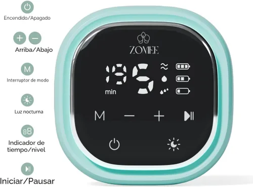 Vista 3 de Zomee Z2 Extractor de leche eléctrico doble – con expresión, masaje y modos de 2 fases - Extractor de leche recargable, portátil y manos libres