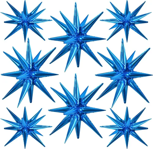 Vista 9 de TONIFUL 4 globos 4D enormes de estrella negra de 22 pulgadas, globos de aluminio de Mylar de estrella explosión para suministros de fiesta, telón