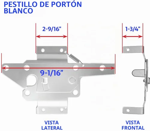 Vista 6 de Kit de herrajes para valla de vinilo de cierre automático, color blanco, puerta individual con 2 bisagras y pestillo