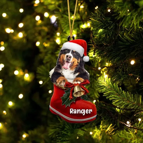 Vista 16 de Amantes de los perros de Navidad – Akita Inu Dog in Santa Boot Adorno de Navidad, adorno personalizado en forma 2D, adorno de Navidad, personaliza
