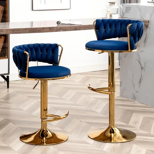 Vista 24 de Canxkun Gold - Juego de 2 taburetes de bar, sillas de bar de altura de mostrador con respaldo bajo, taburetes de bar de altura ajustable de Beige